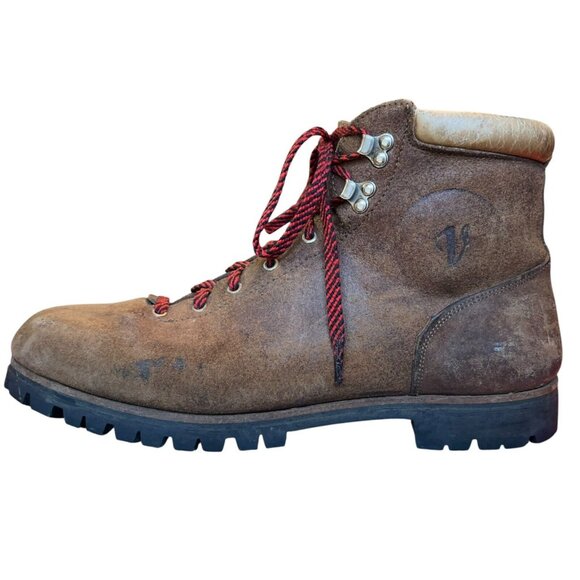 Vintage Vasque Brown Suede Leather Hiking Mountaineering Boots Men 14 Italy 7506 main image 4